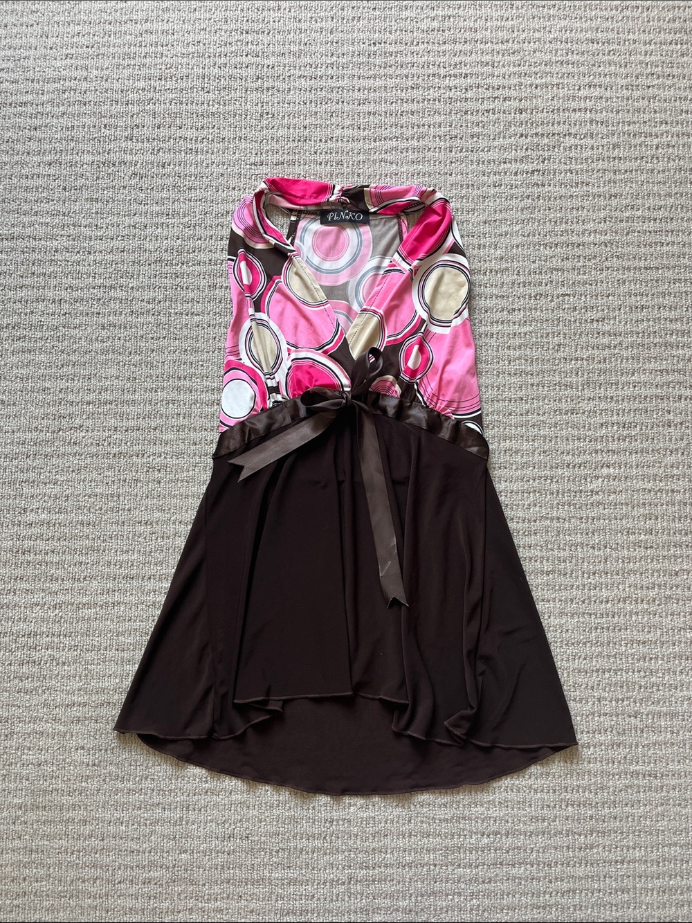 Vintage Y2K Pink & brown patterned blouse